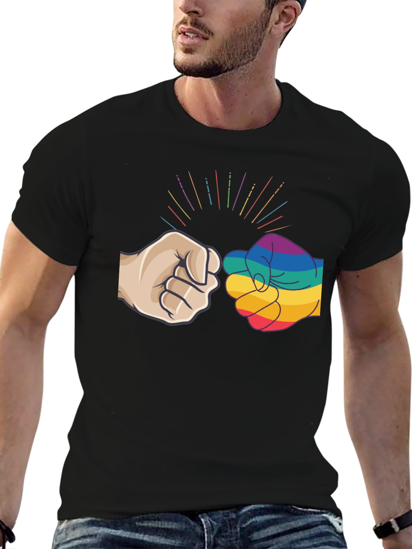 LGBT Pride Fist Bump Graphic Tee - Black