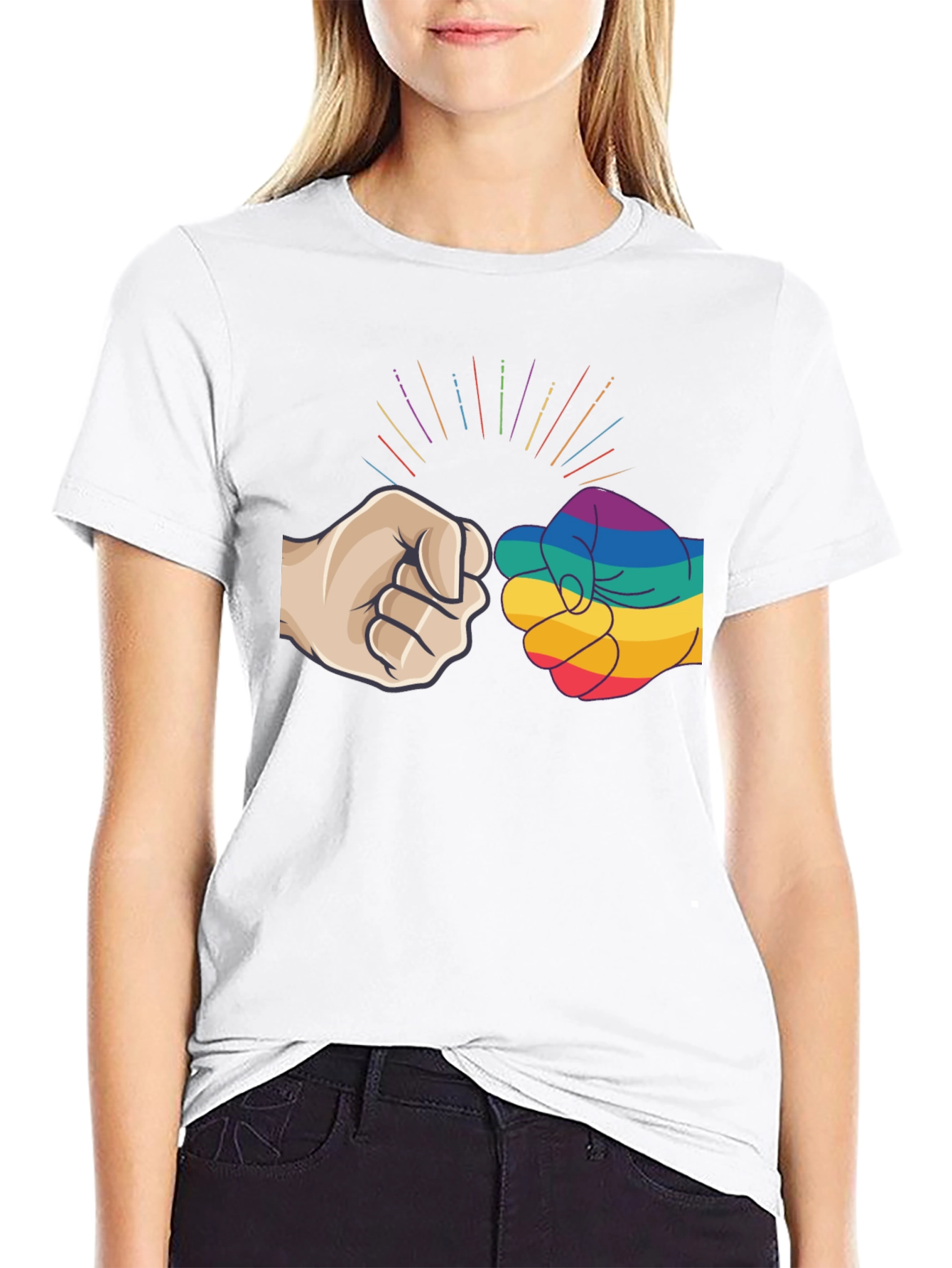 LGBT Pride Fist Bump Graphic Tee - Black