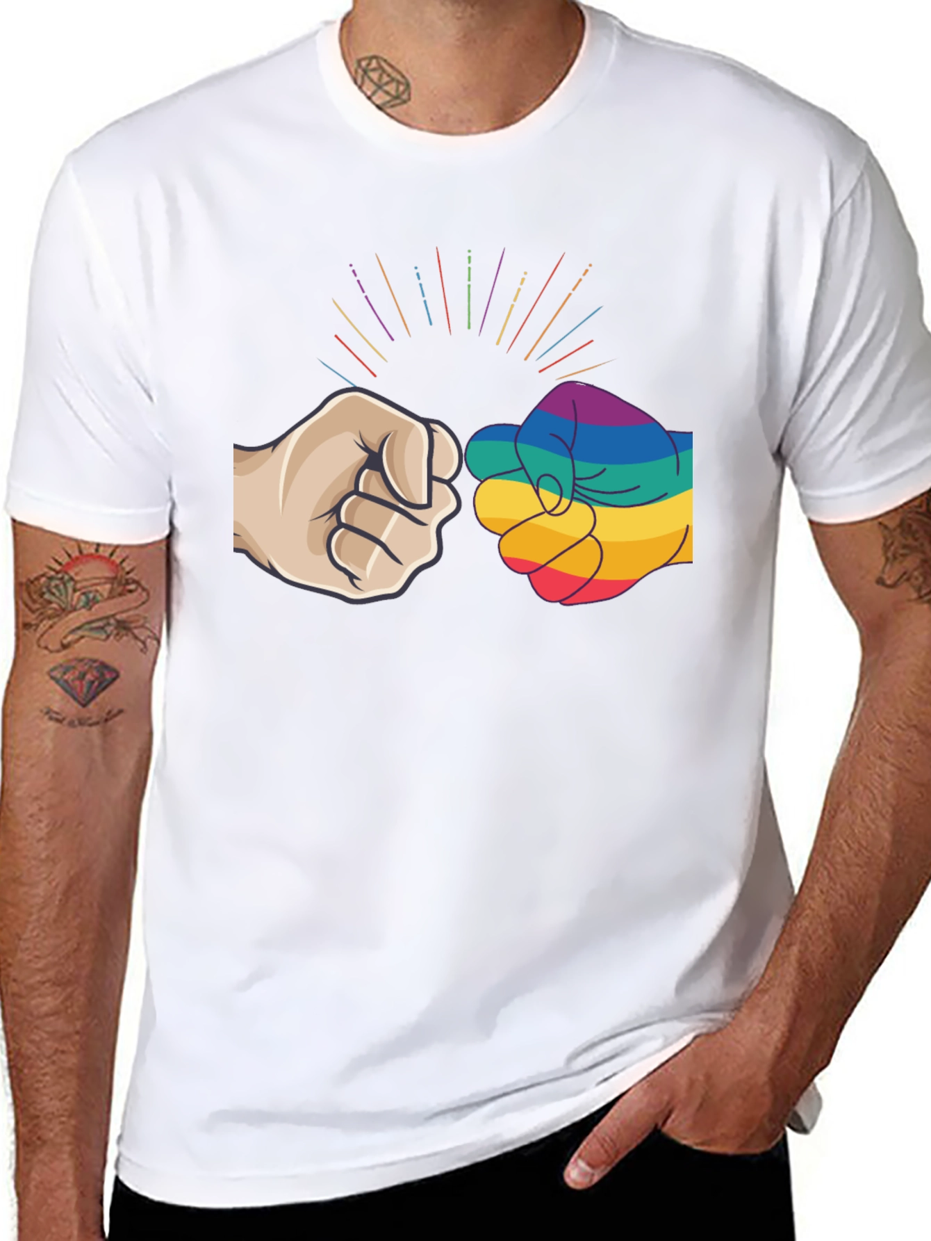LGBT Pride Fist Bump Graphic Tee - Black
