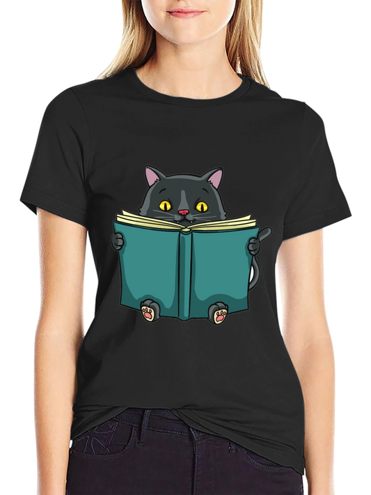 Reading Cat Graphic T-Shirt
