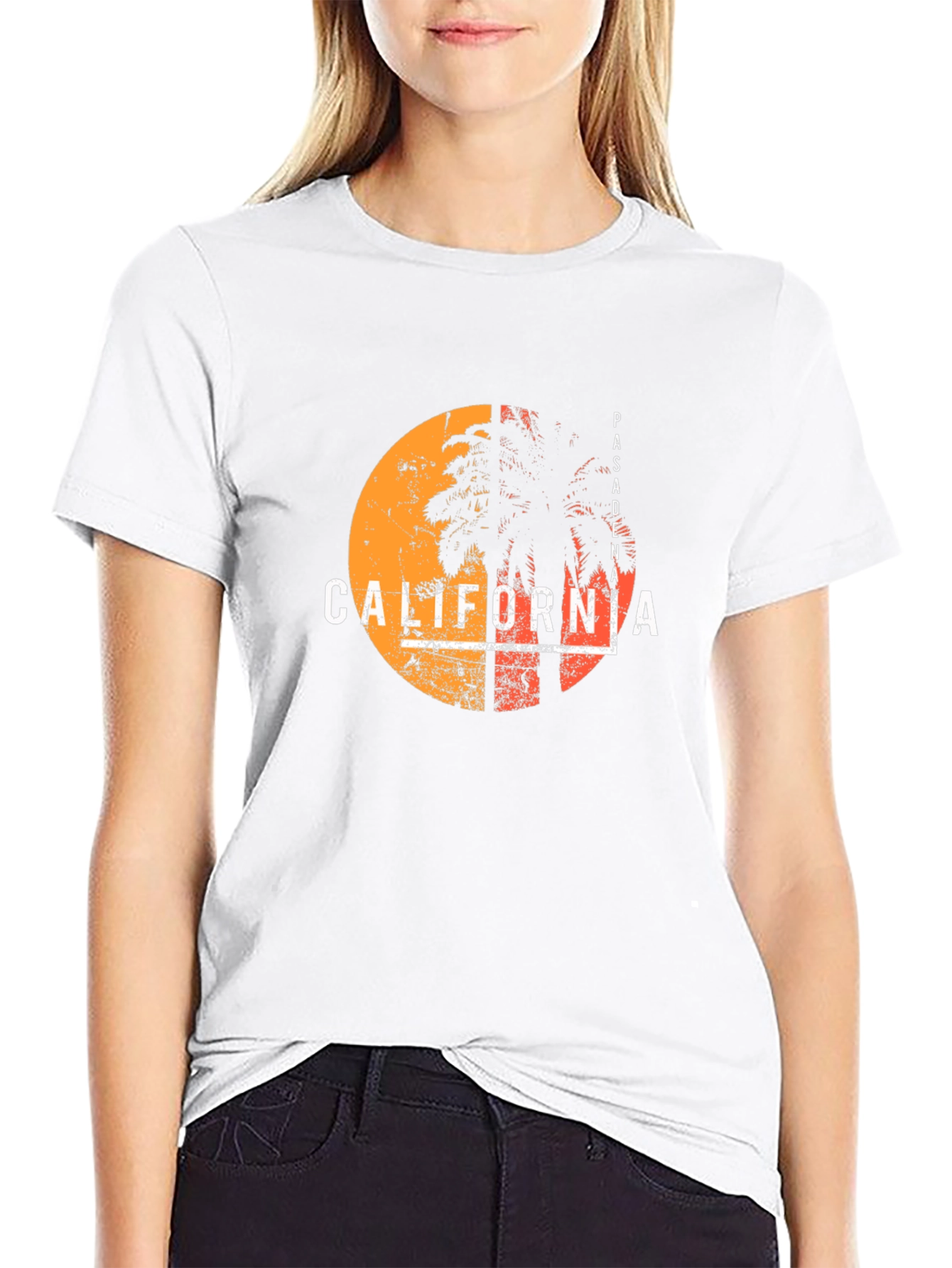 California Sunset T-Shirt - Retro Palm Tree Design