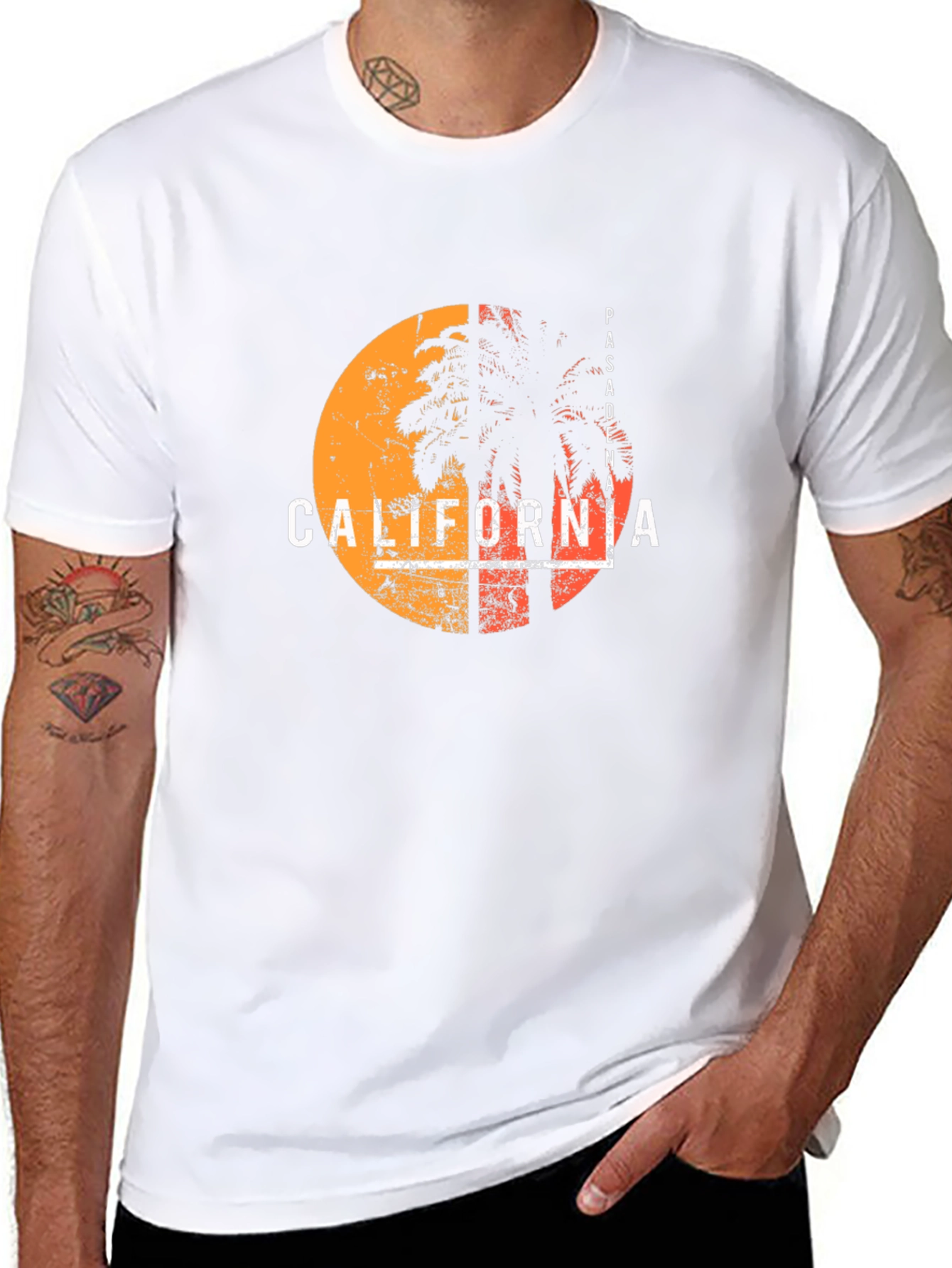 California Sunset T-Shirt - Retro Palm Tree Design