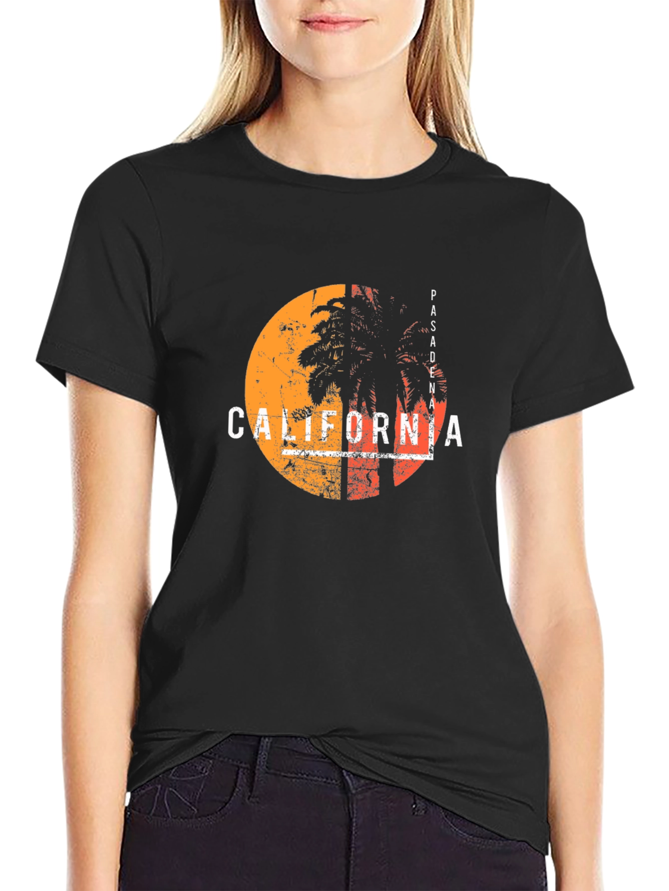 California Sunset T-Shirt - Retro Palm Tree Design