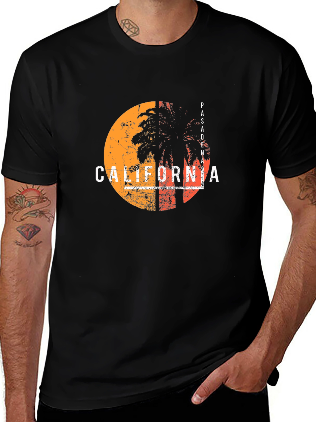 California Sunset T-Shirt - Retro Palm Tree Design