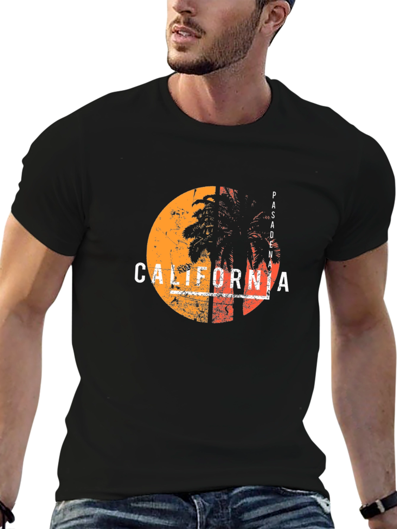 California Sunset T-Shirt - Retro Palm Tree Design