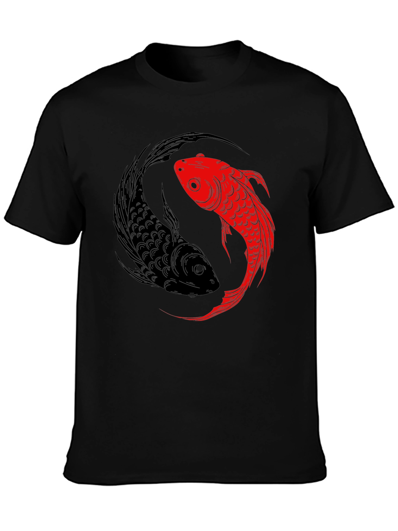 Yin Yang Koi Fish Graphic Tee - Black