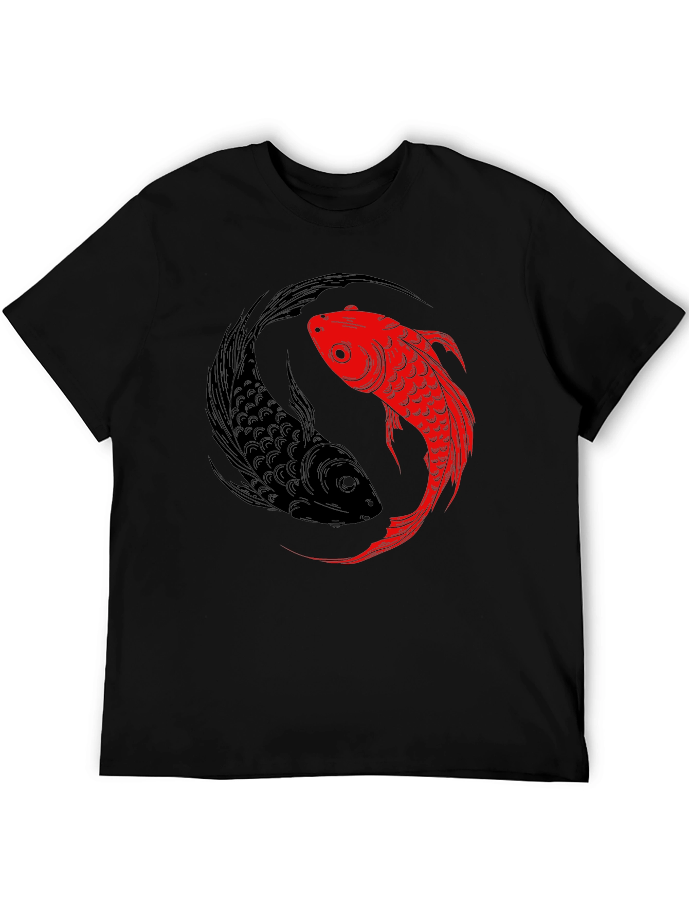 Yin Yang Koi Fish Graphic Tee - Black