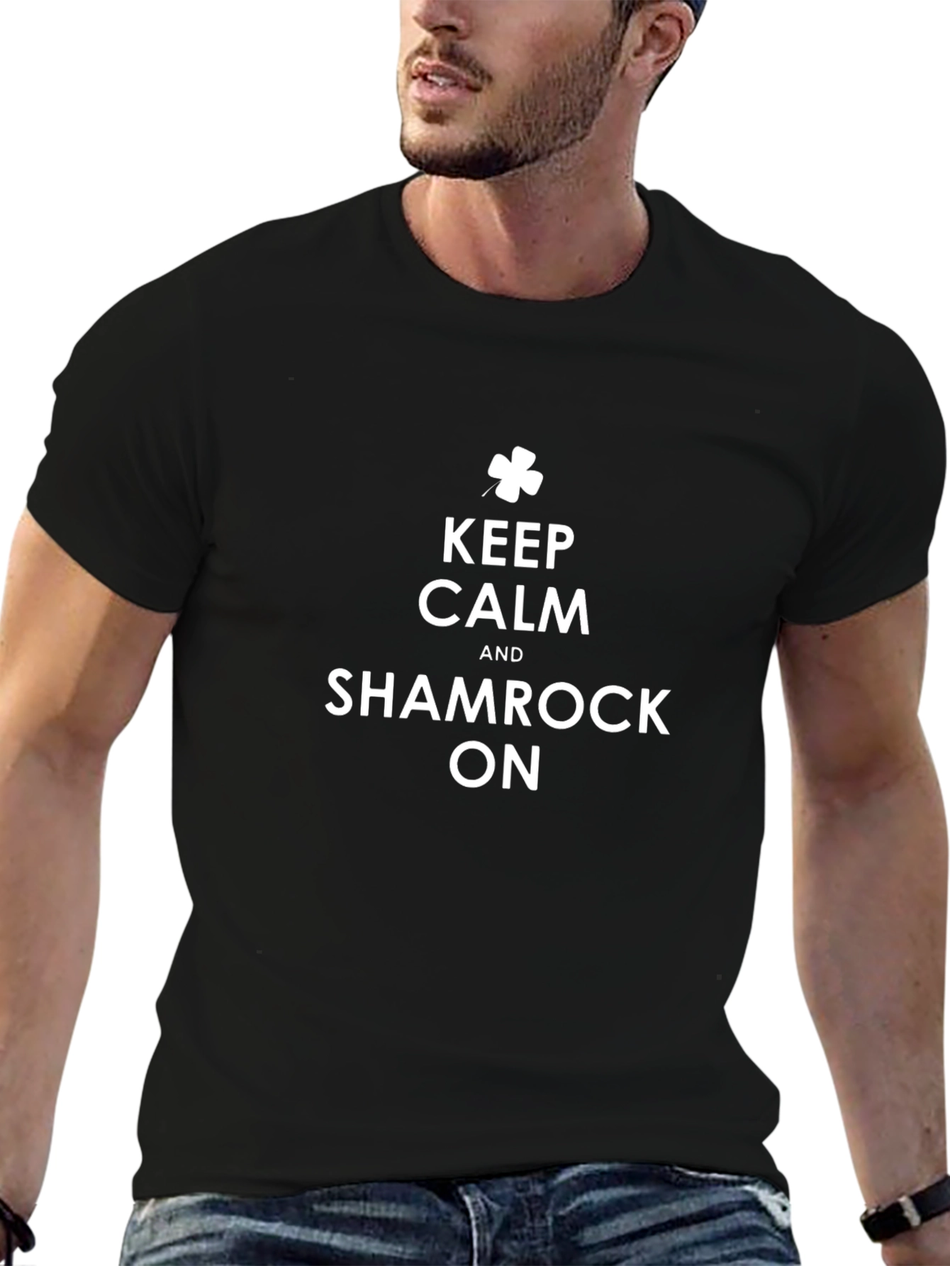 Keep Calm & Shamrock On Black T-Shirt