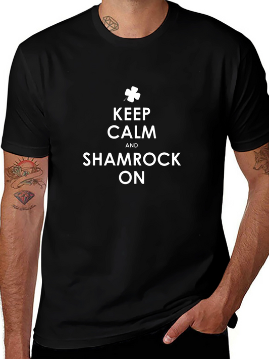 Keep Calm & Shamrock On Black T-Shirt