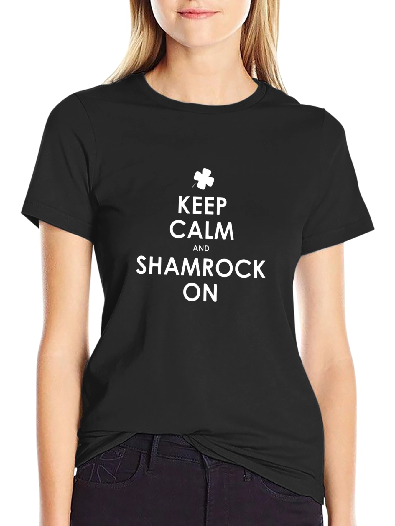Keep Calm & Shamrock On Black T-Shirt