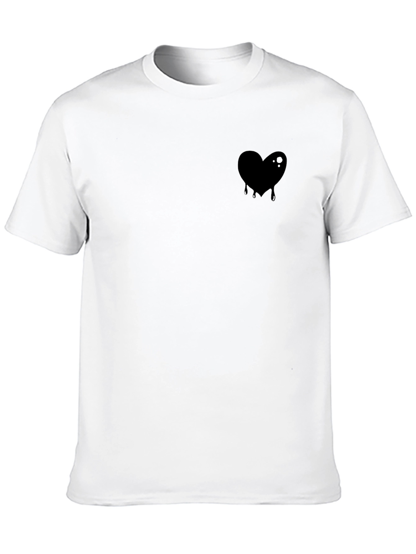 Mens Black T-Shirt with Dripping Heart Graphic