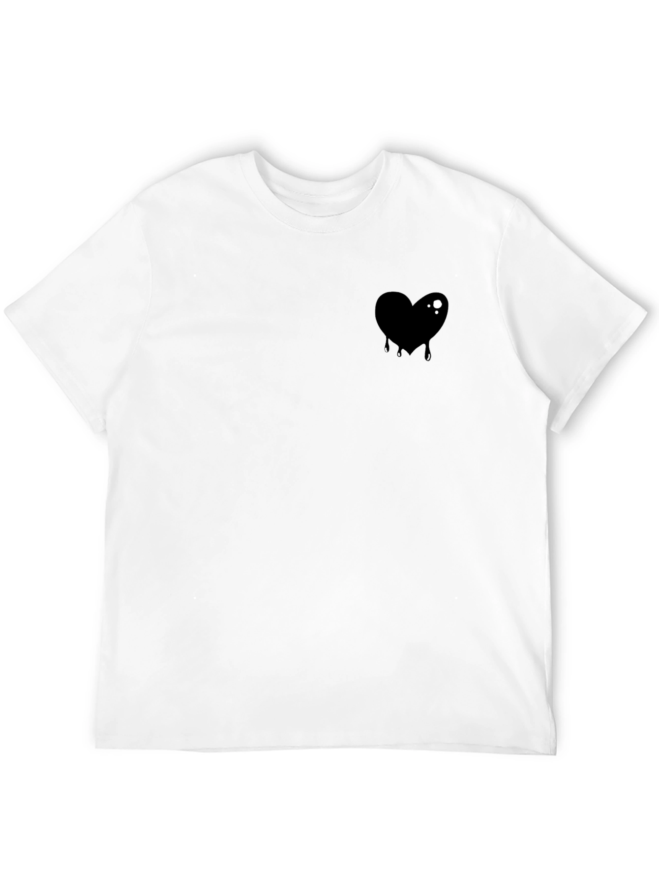 Mens Black T-Shirt with Dripping Heart Graphic