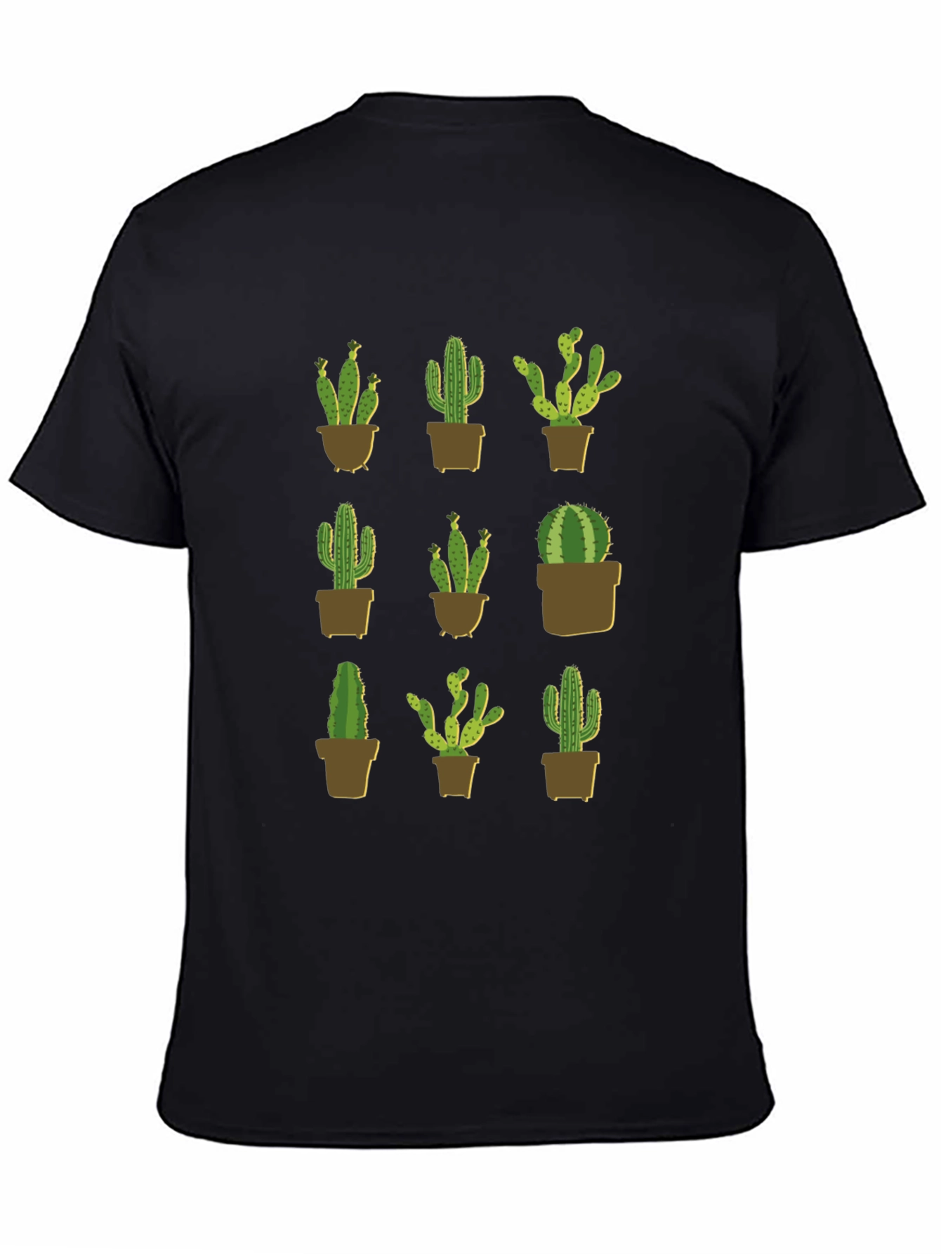 Cactus Plant Graphic Print Black T-Shirt