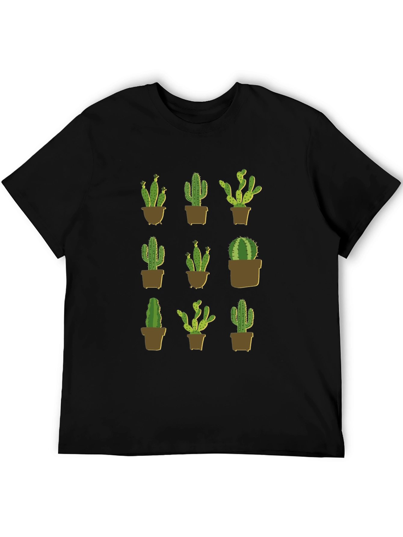 Cactus Plant Graphic Print Black T-Shirt