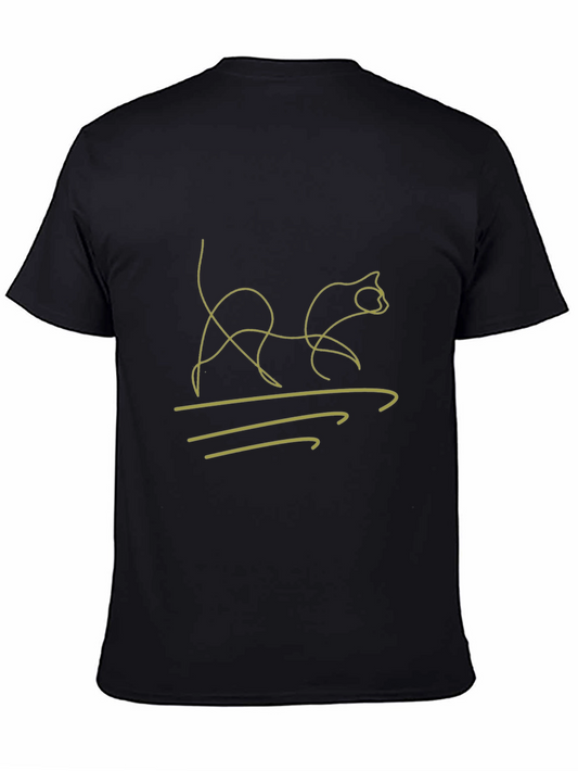 Modern Cat Line Art Graphic T-Shirt