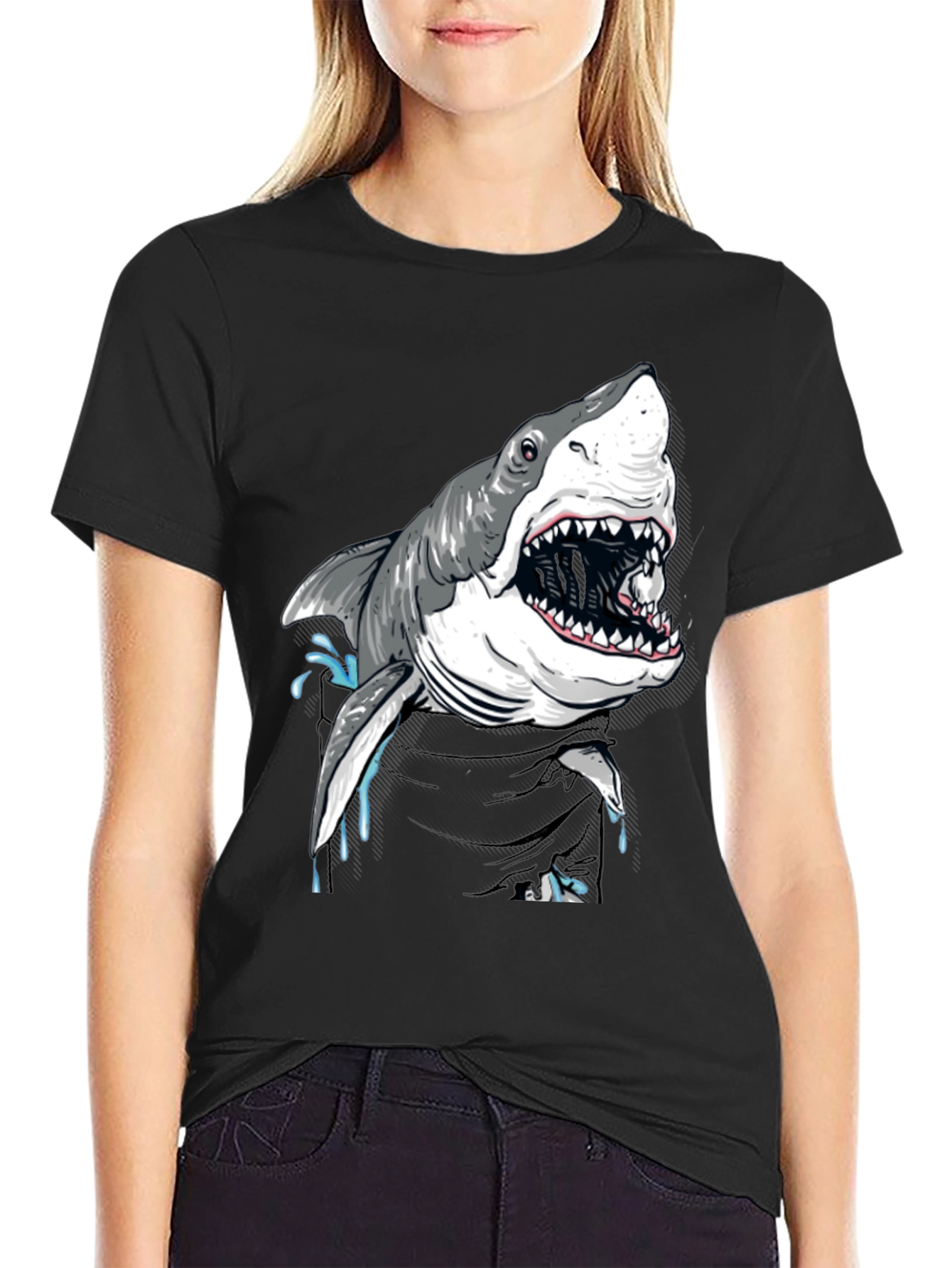 Shark Graphic T-Shirt - Mens Black Tee