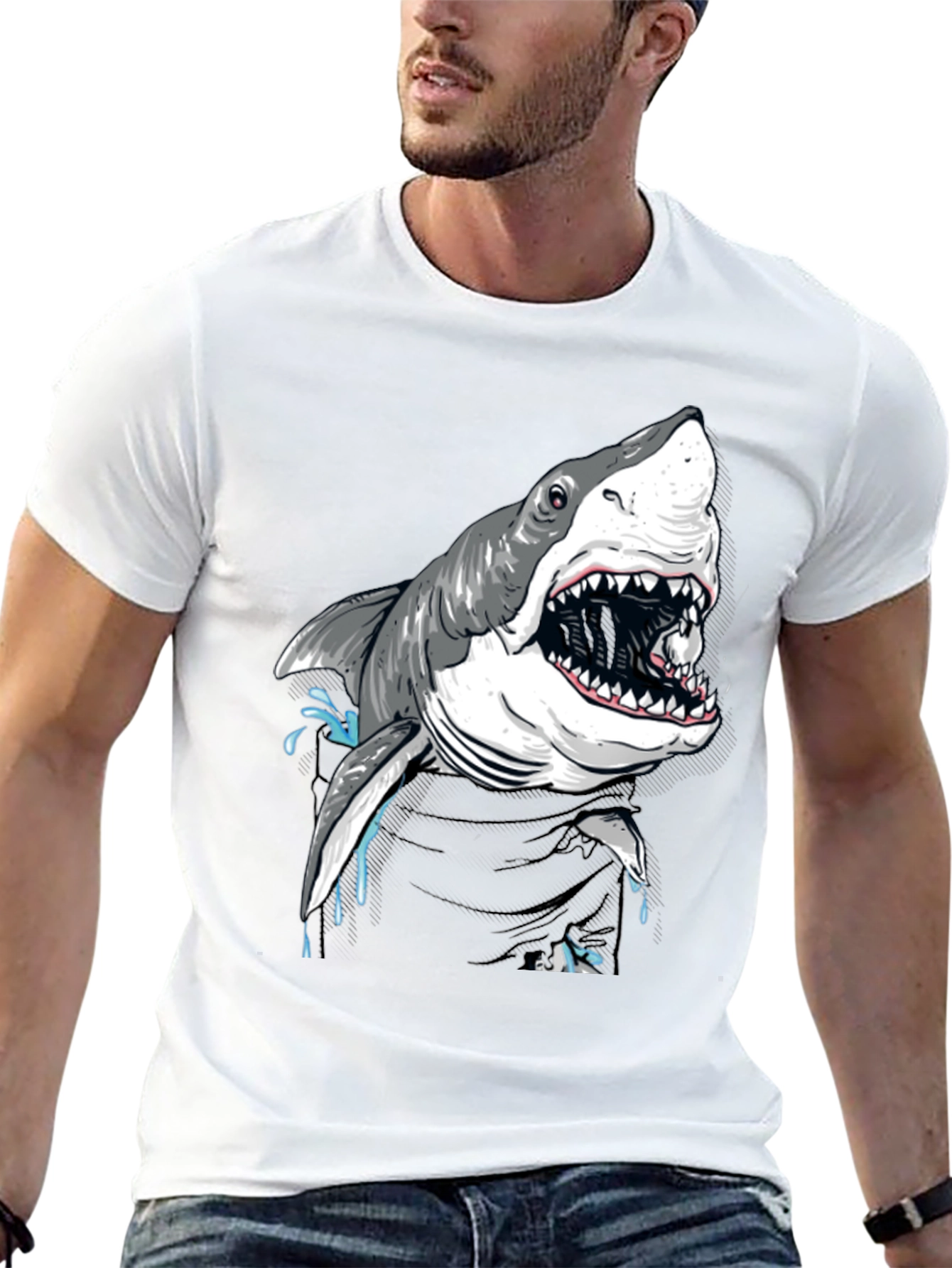 Shark Graphic T-Shirt - Mens Black Tee