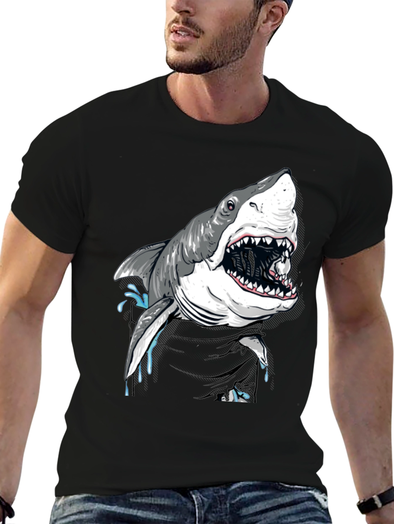 Shark Graphic T-Shirt - Mens Black Tee