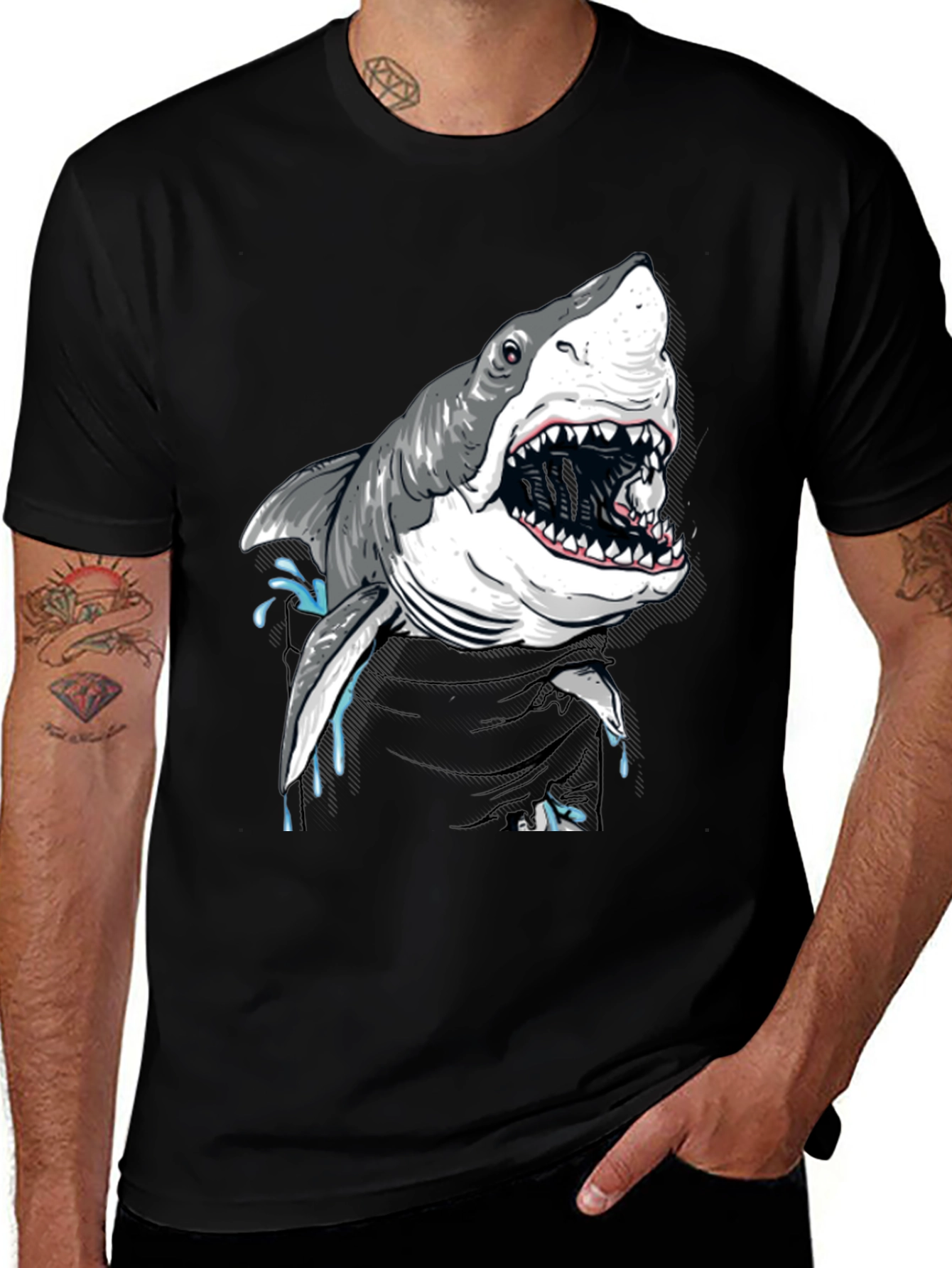 Shark Graphic T-Shirt - Mens Black Tee