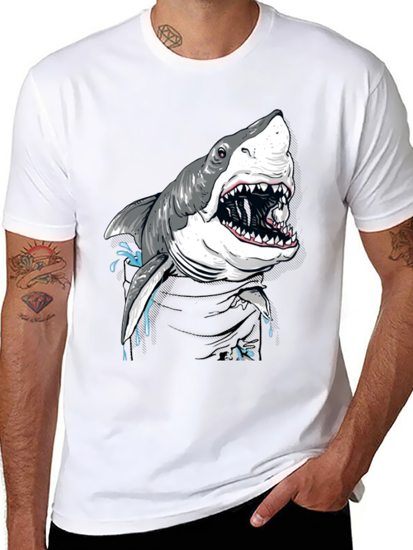 Shark Graphic T-Shirt - Mens Black Tee