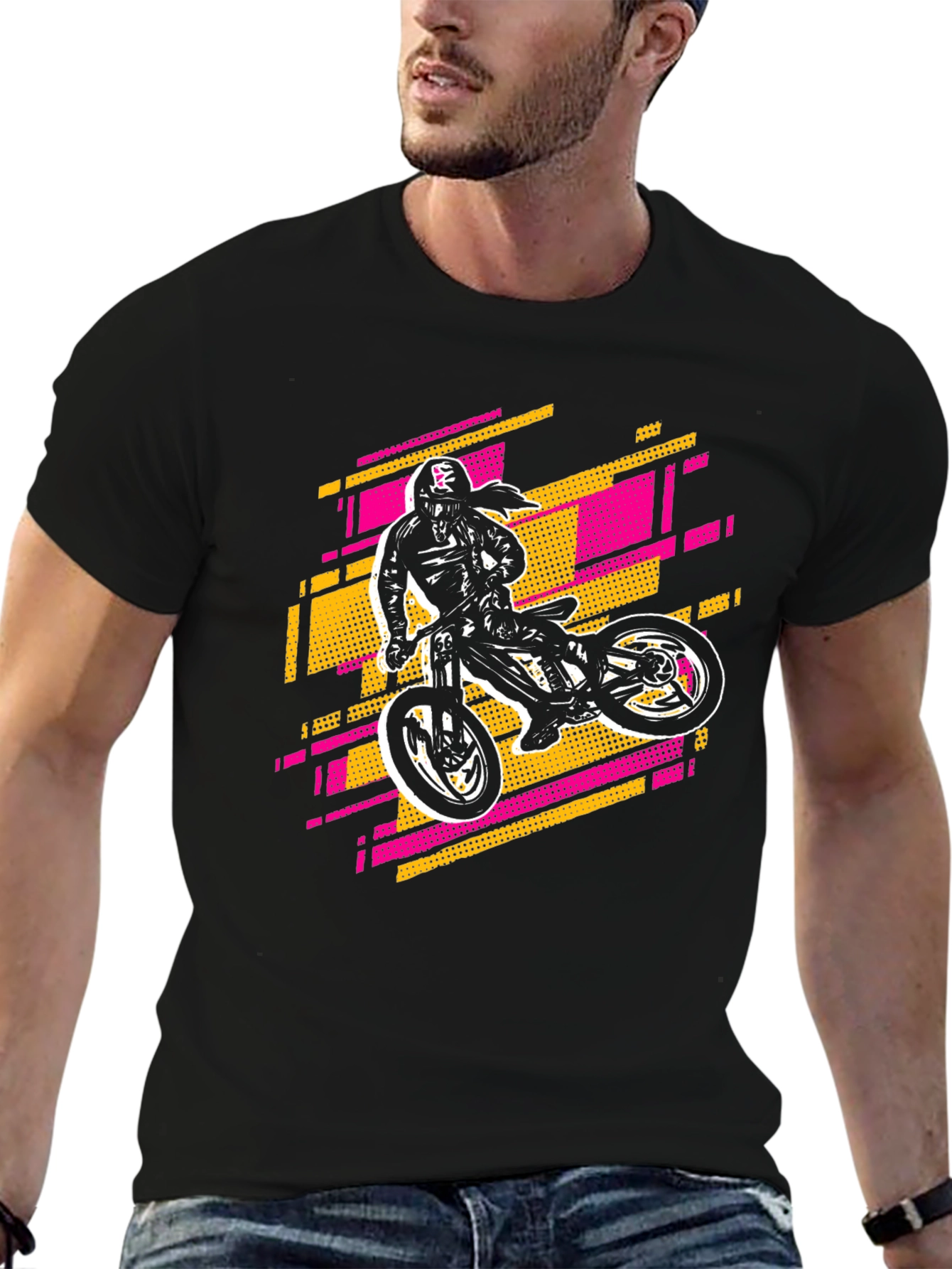 Cool Motorbike Graphic Black Tee