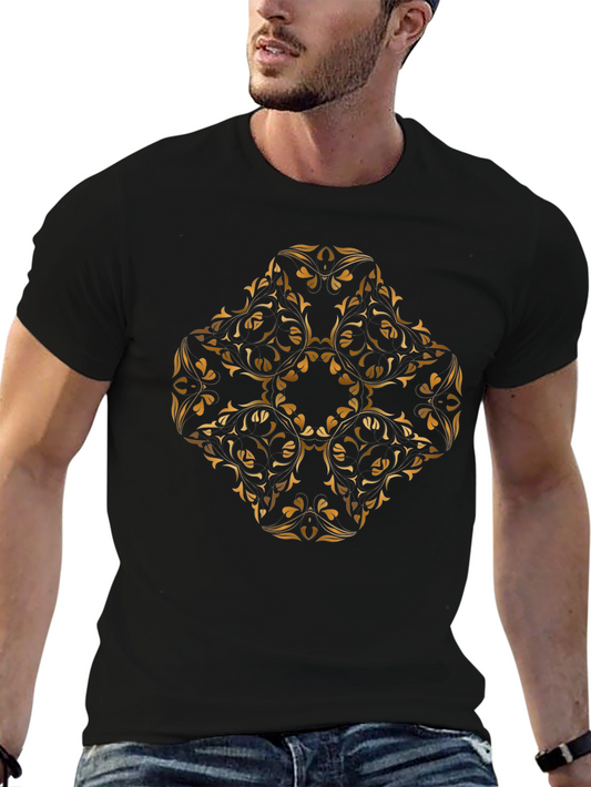 Elegant Gold Floral T-Shirt