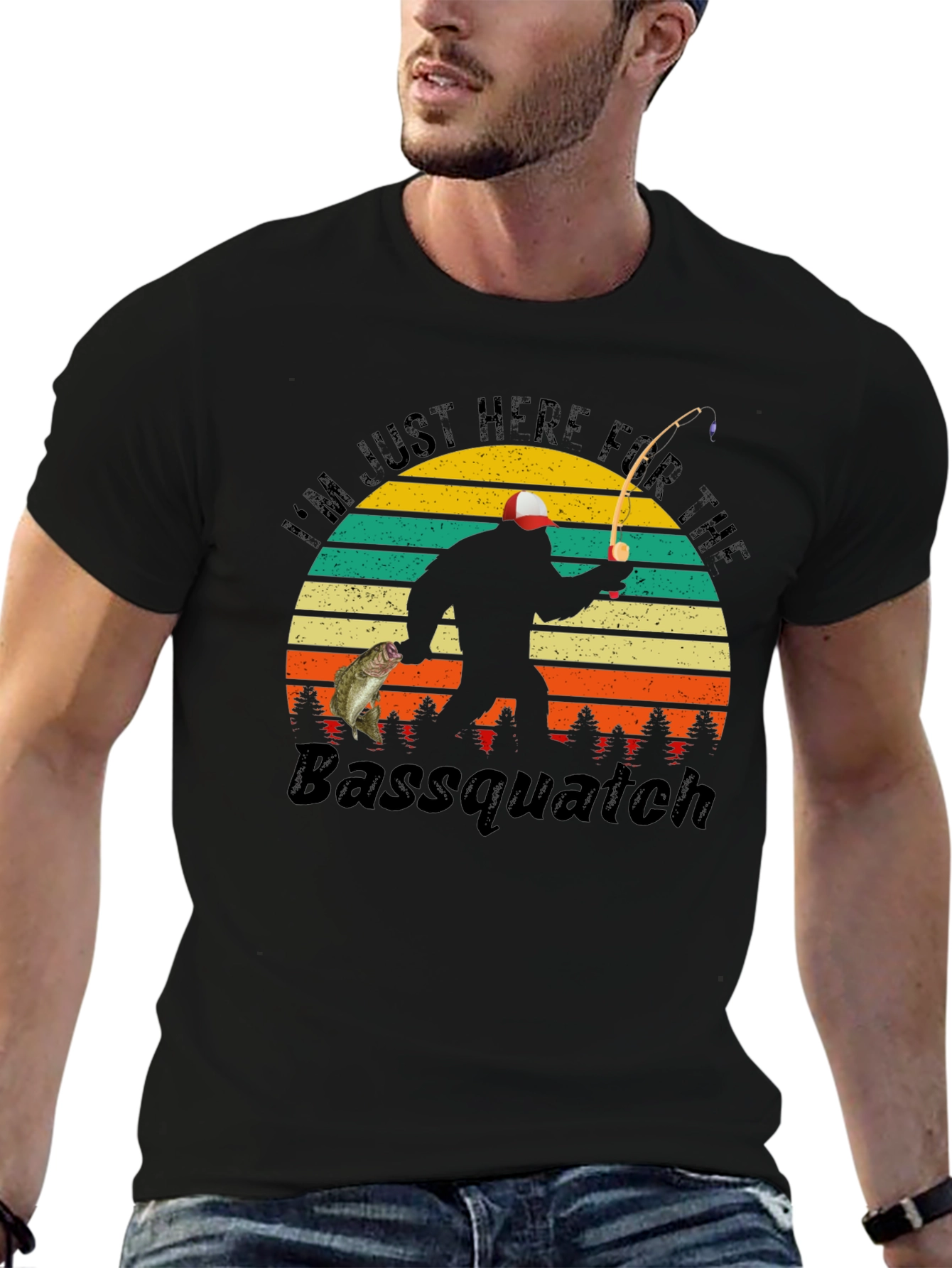 Bassquatch Fishing T-Shirt - Funny Bigfoot Fisherman Tee