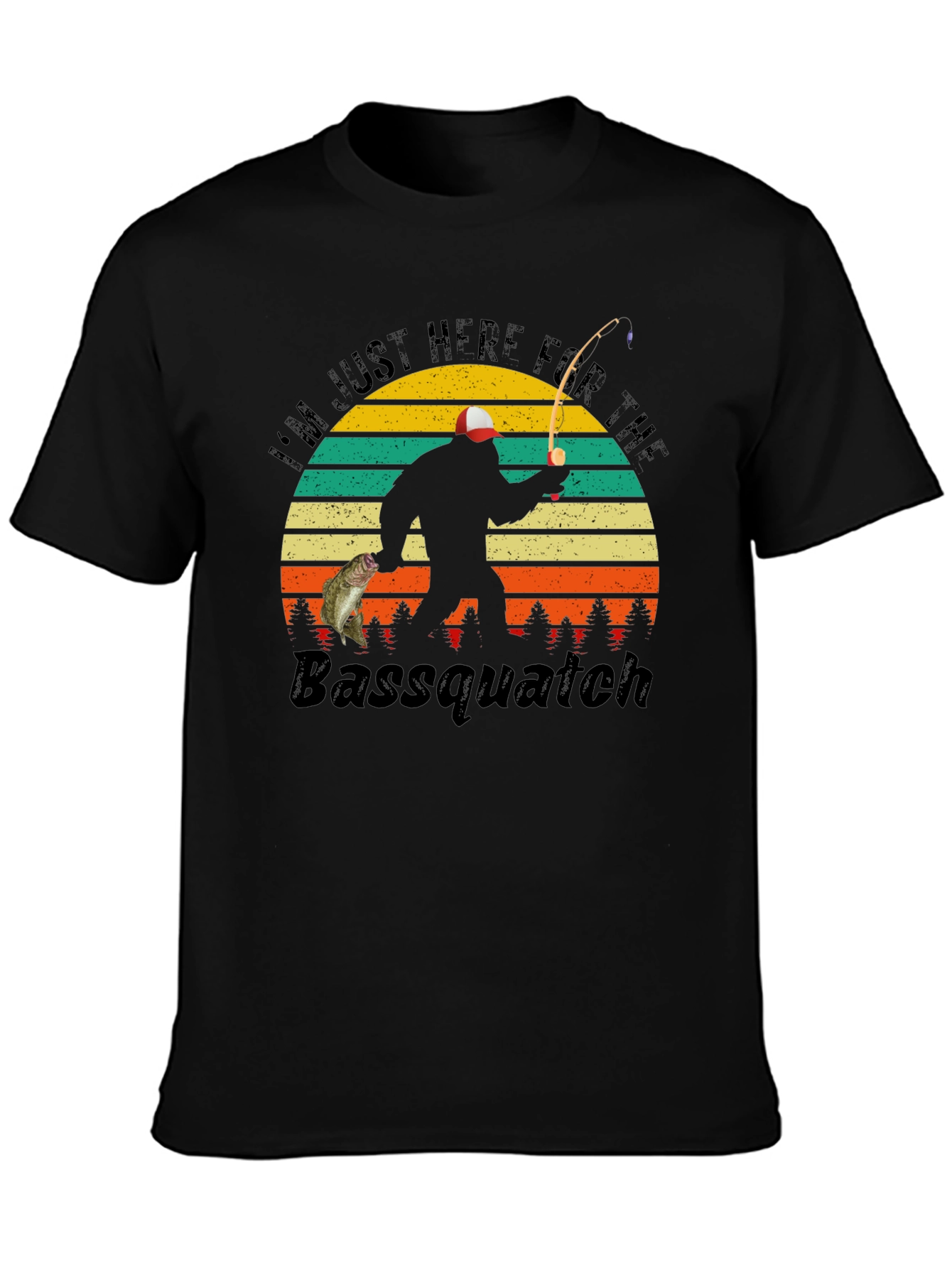 Bassquatch Fishing T-Shirt - Funny Bigfoot Fisherman Tee