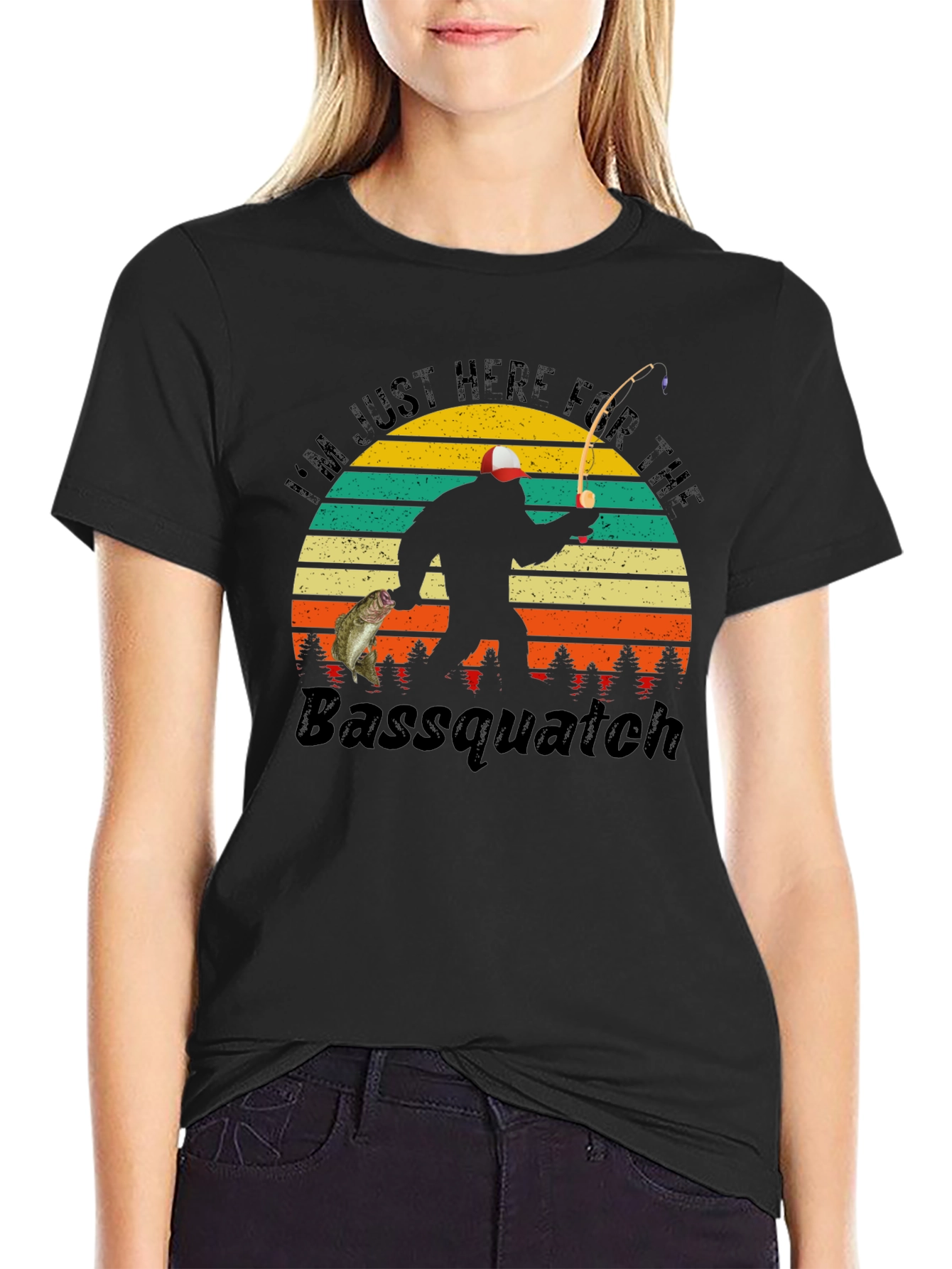 Bassquatch Fishing T-Shirt - Funny Bigfoot Fisherman Tee