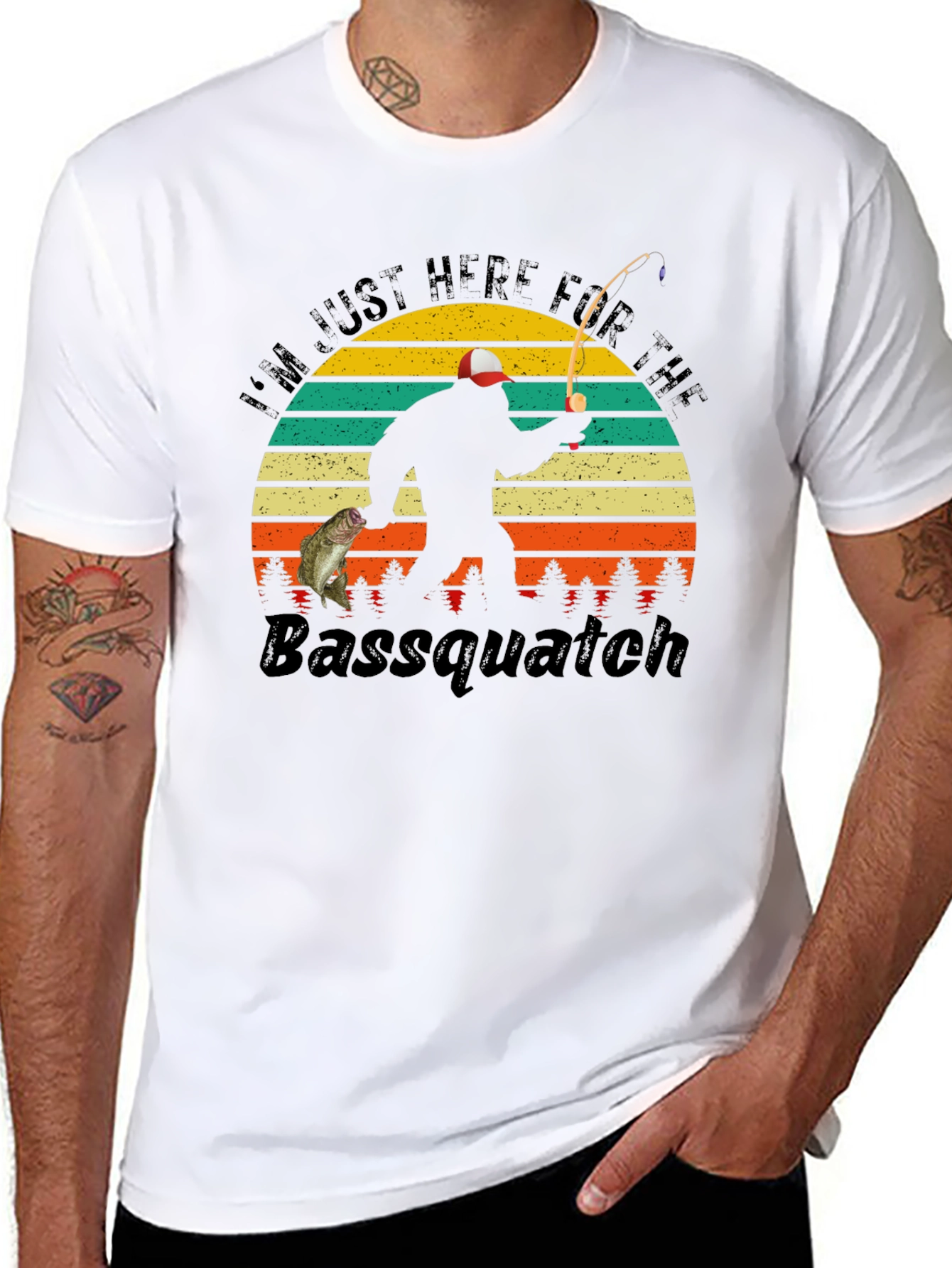 Bassquatch Fishing T-Shirt - Funny Bigfoot Fisherman Tee