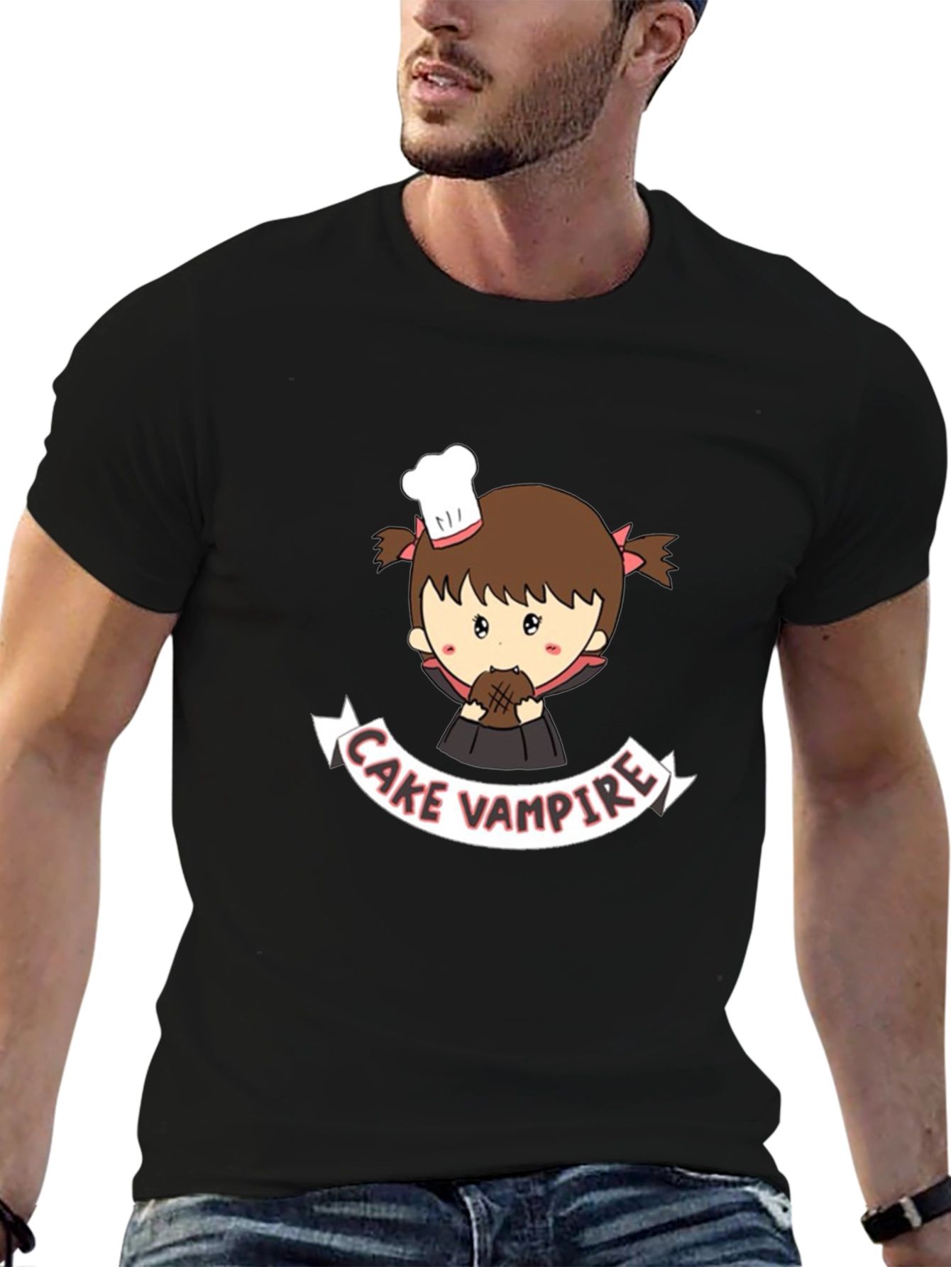 Cake Vampire Graphic T-Shirt - Cute Cartoon Design