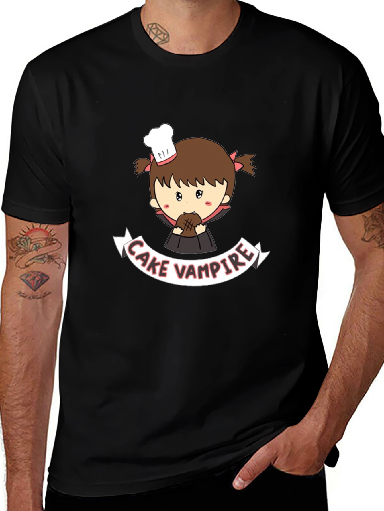 Cake Vampire Graphic T-Shirt - Cute Cartoon Design