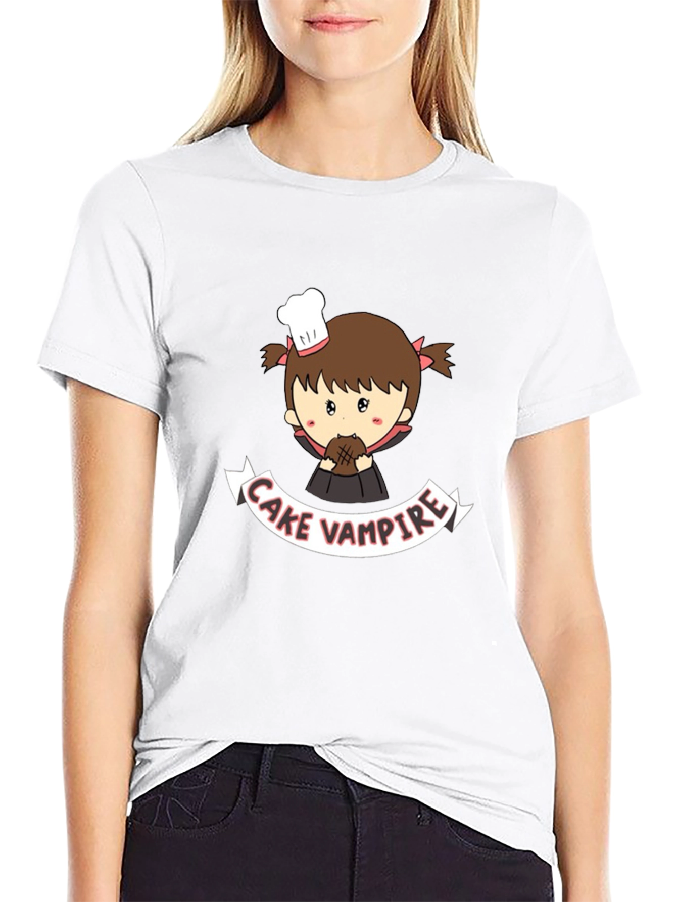 Cake Vampire Graphic T-Shirt - Cute Cartoon Design