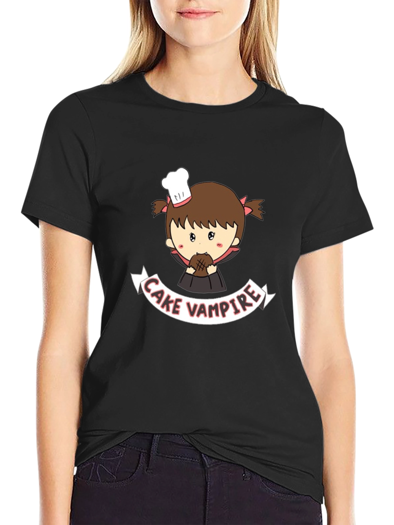 Cake Vampire Graphic T-Shirt - Cute Cartoon Design