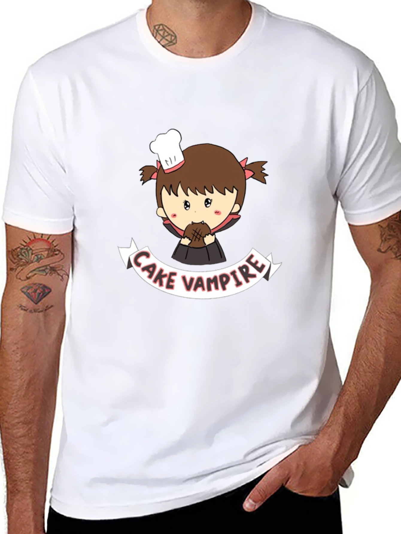 Cake Vampire Graphic T-Shirt - Cute Cartoon Design