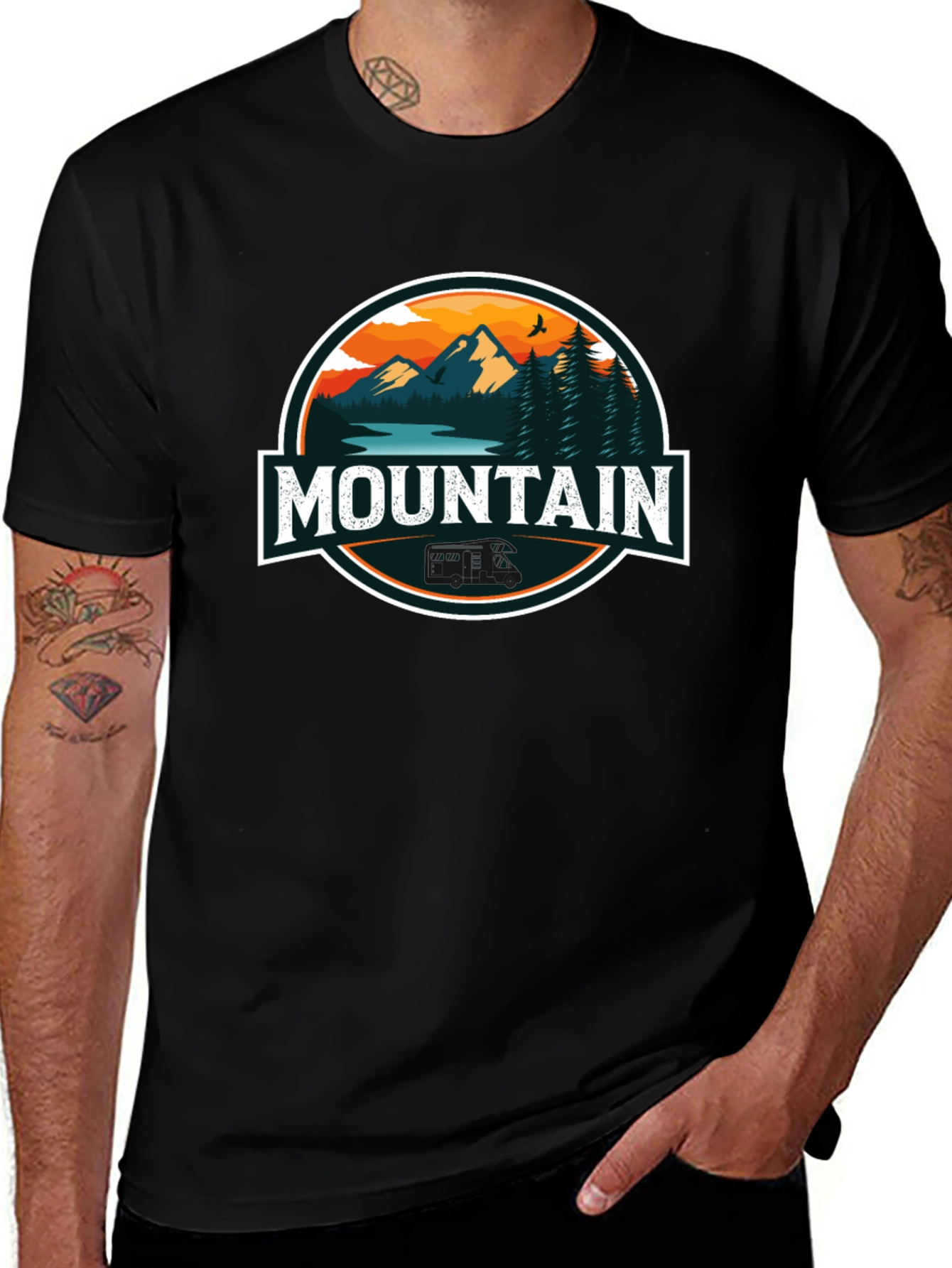 Mountain Graphic Black T-Shirt for Men