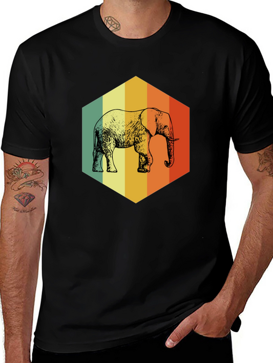 Retro Elephant Graphic T-Shirt - Mens
