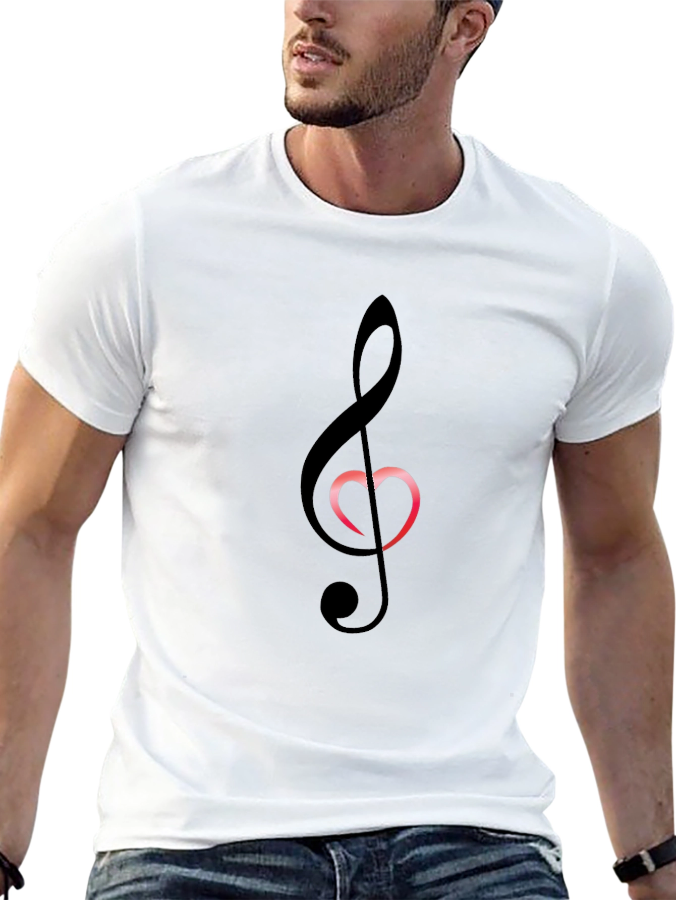 Music Heart T-Shirt - Black Cotton Tee