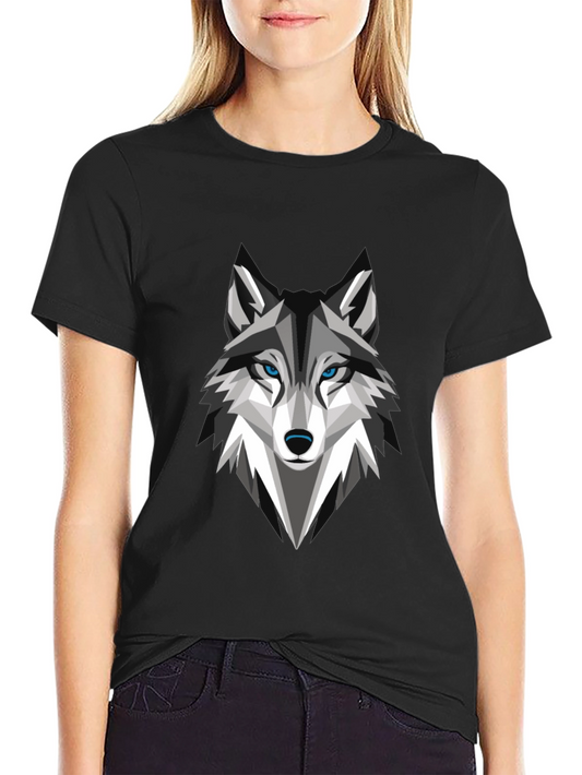 Geometric Wolf Graphic Tee - Stylish Mens Black T-Shirt