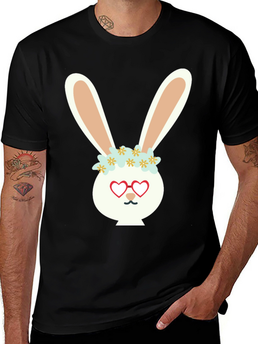 Cute Bunny Heart Glasses Graphic Tee
