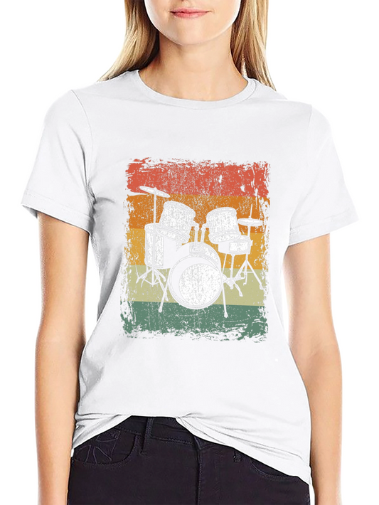 Vintage Drum Set T-Shirt - Music Lover Tee