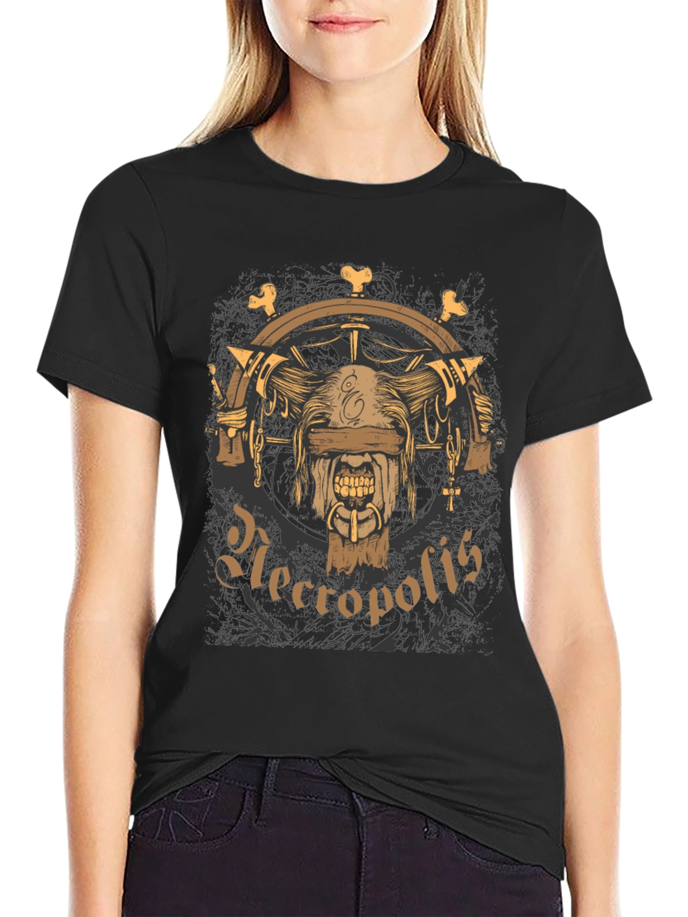Necropolis Graphic Print Black T-Shirt