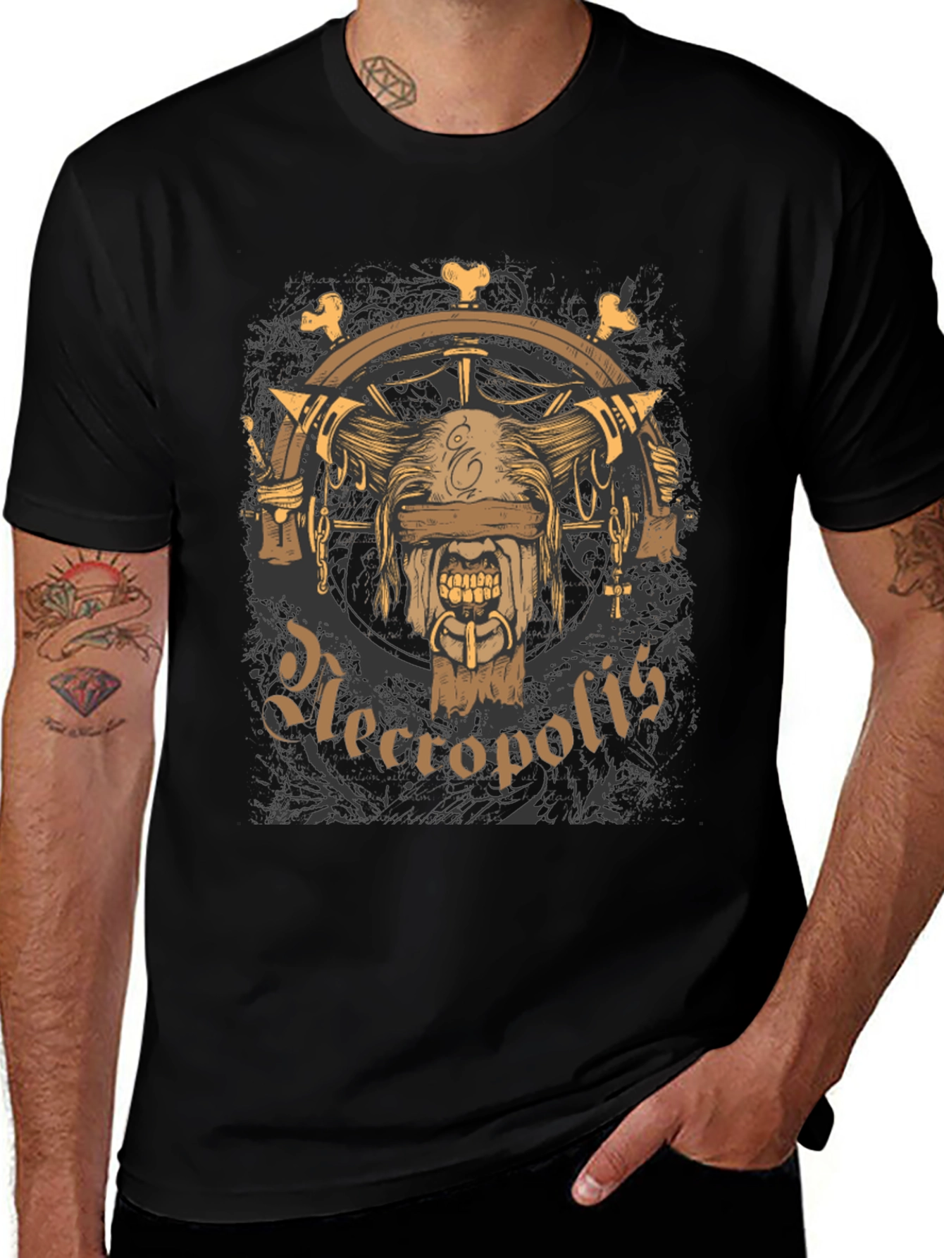 Necropolis Graphic Print Black T-Shirt
