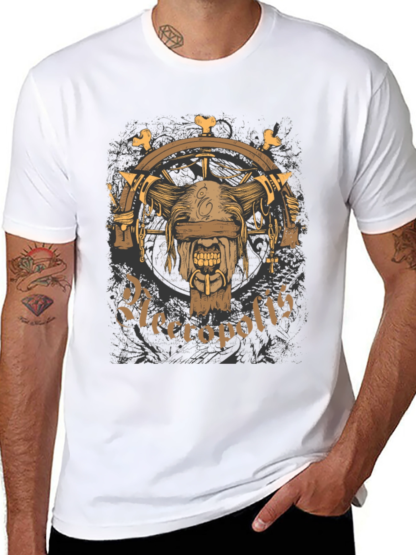 Necropolis Graphic Print Black T-Shirt