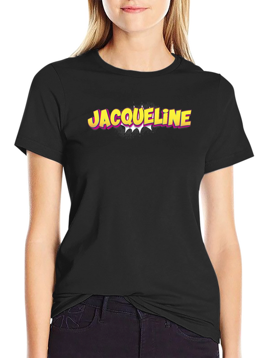 Jacqueline Comic Style Black T-Shirt
