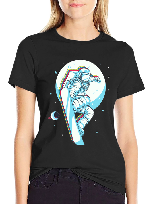 Astronaut Snowboarder Graphic Tee - Space Adventure T-Shirt