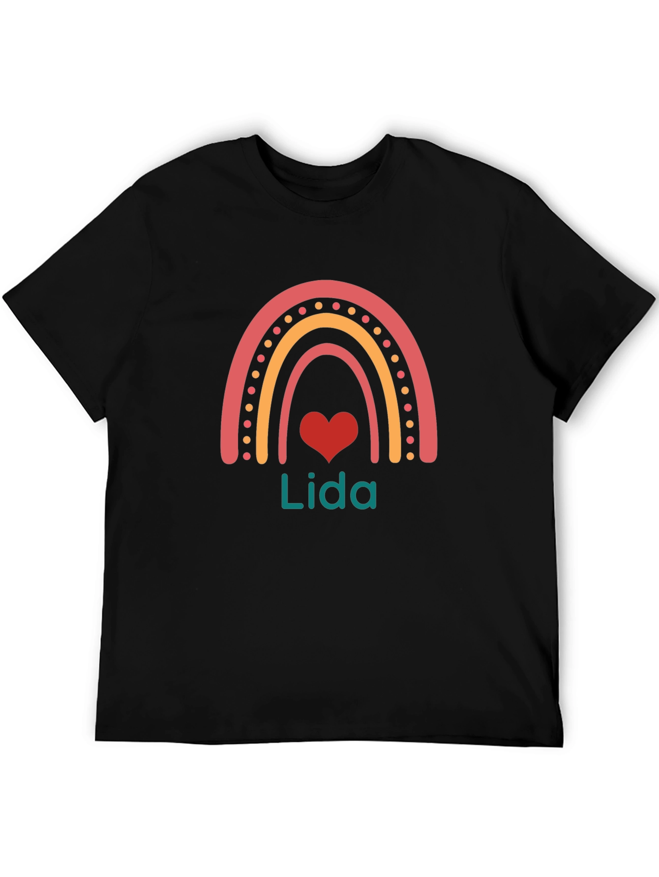 Lida Rainbow Heart Personalized T-Shirt