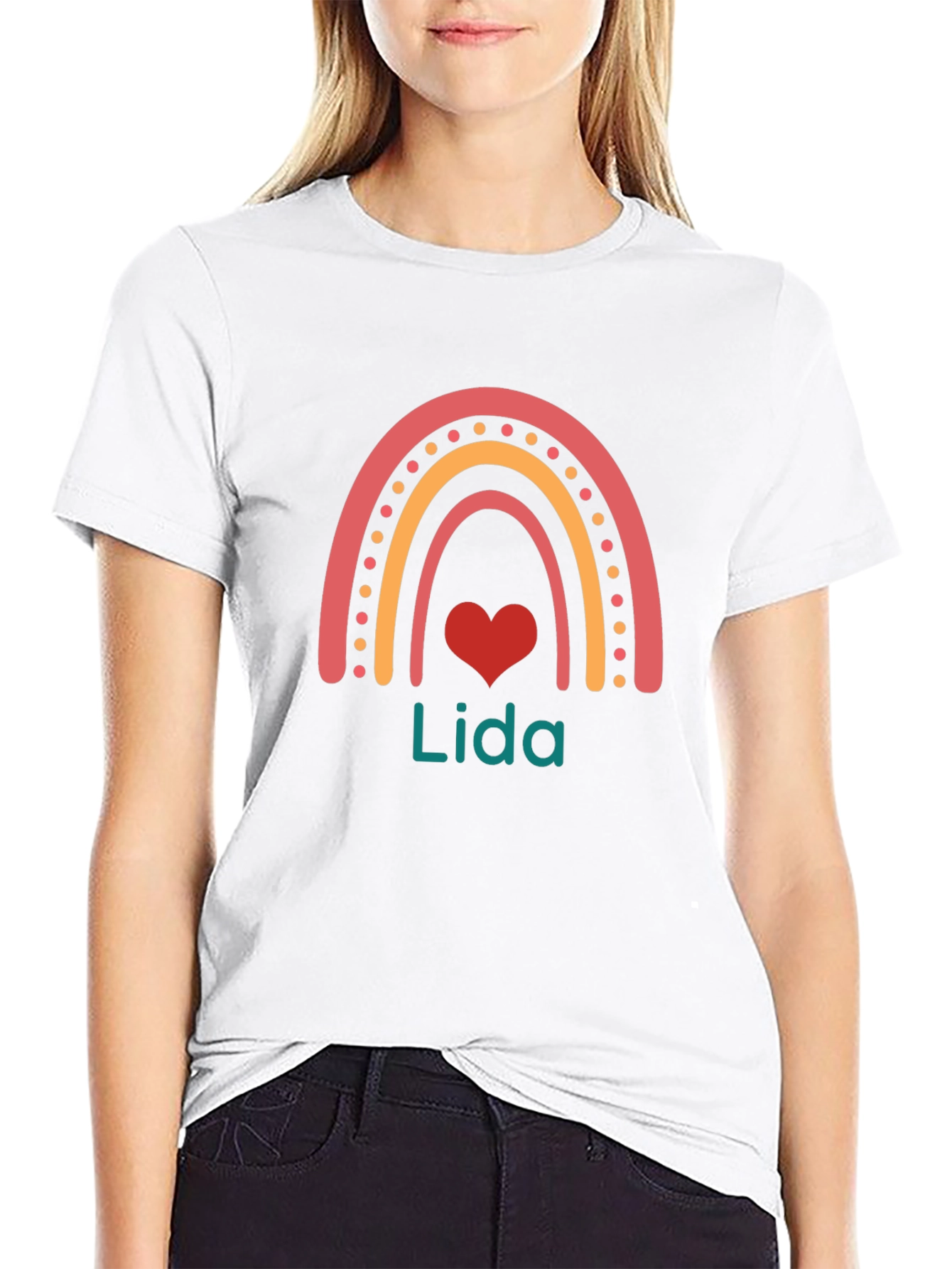 Lida Rainbow Heart Personalized T-Shirt