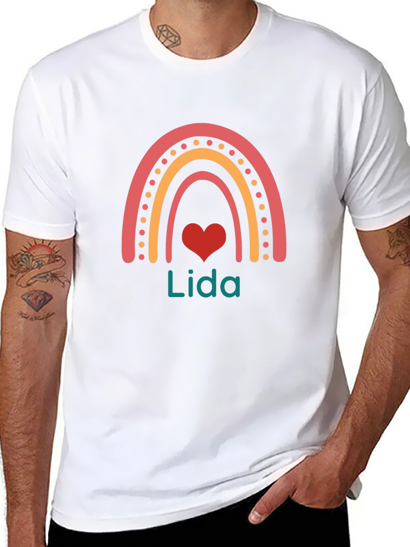 Lida Rainbow Heart Personalized T-Shirt