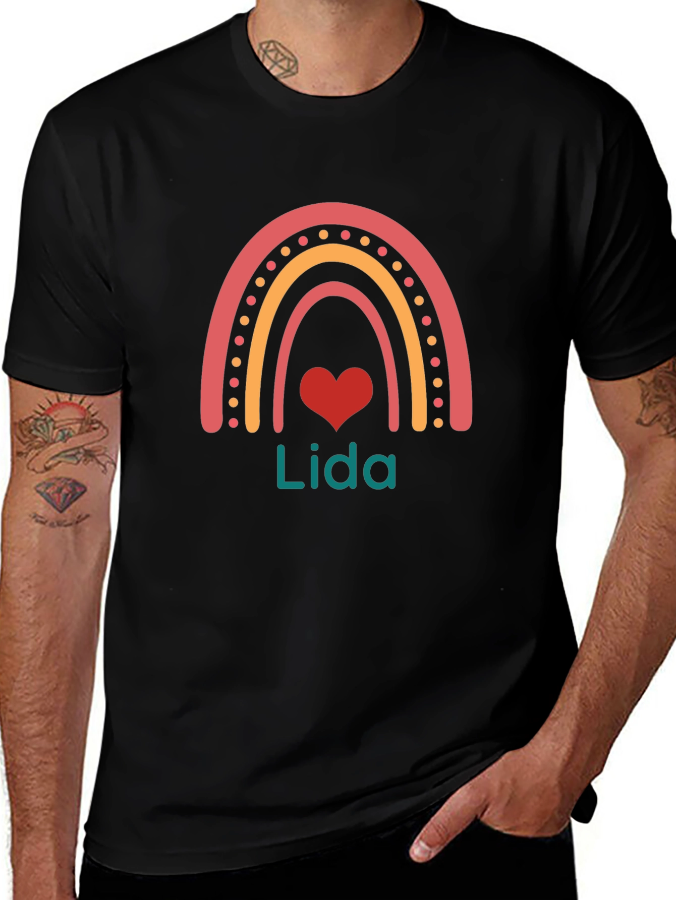 Lida Rainbow Heart Personalized T-Shirt